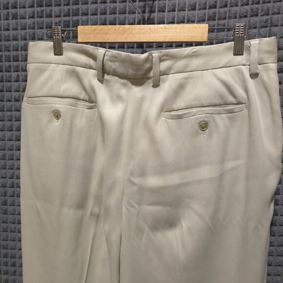 TommyBahama Silk Khaki Dress Pants 34x31 Beach Wedding Boho Preppy Old Money - Picture 8 of 16